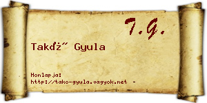 Takó Gyula névjegykártya